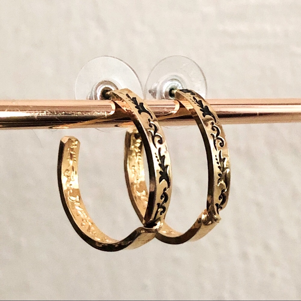 Inside-Outside Engraved Brass Hoops